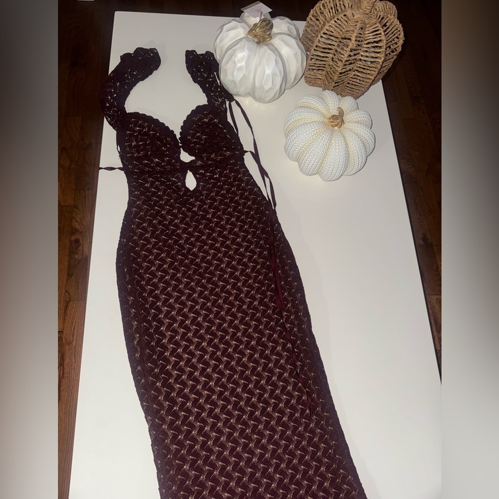 Meshki Ezra Lace Maxi Dress In Plum Size XXS 🥀✨ - Picture 7 of 9